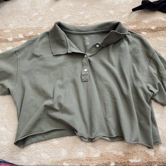 aerie Tops - Aerie cropped collared tee